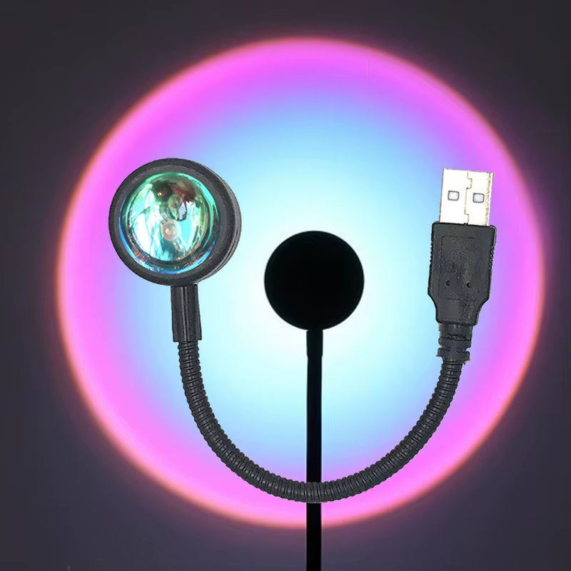 1X USB Sunset Lamp LED Rainbow Neon Night Light Projector Photography Wall Atmosphere Lighting for Bedroom Home Room Decor Gift